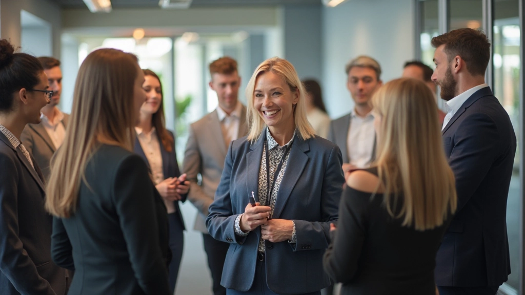 Professionele netwerkbijeenkomst in modern kantoor met betrokken deelnemers